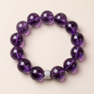 ✦ Natural Amethyst Peace Bracelet 14mm - Velora Crystal