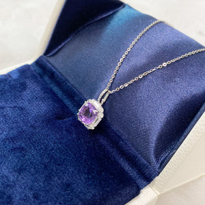 Velora Crystal Water Pendant Necklace - Amethyst 8x8mm | Calming & Clarity - product image 1 | Velora Crystal